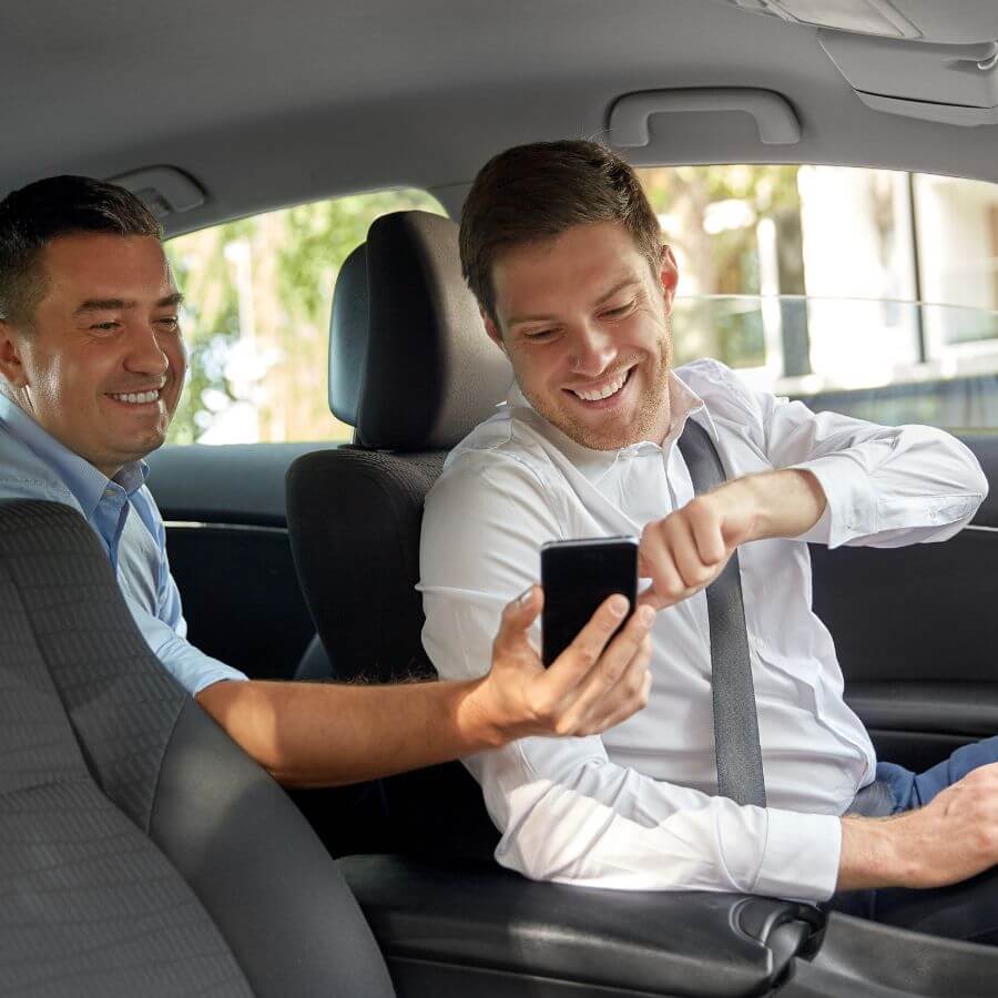 demo image of passenegers in car